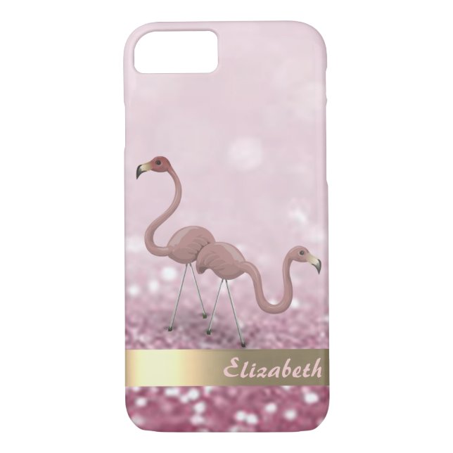 Modern Rosa Flamingos Glitter Bokeh - Personlig Case-Mate iPhone Skal (Baksida)