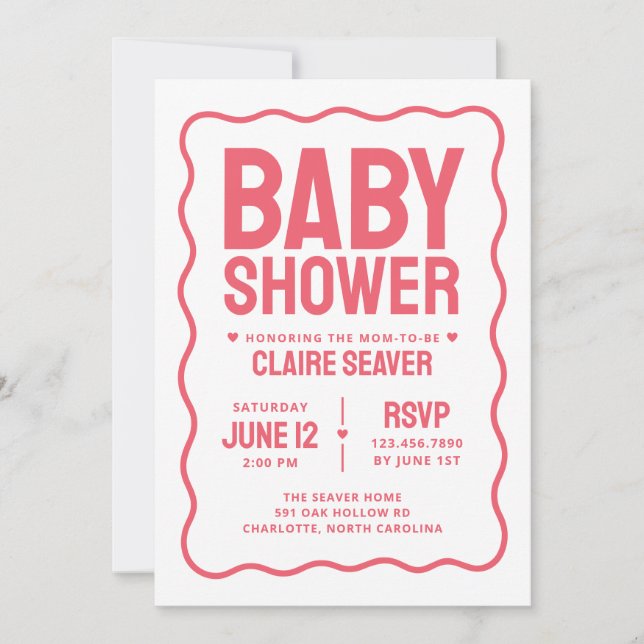 Modern Rosa Flickig Bebis Shower Inbjudningar (Framsida)