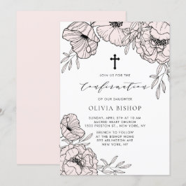 Modern Rosa Flowers-bekräftelse Inbjudningar