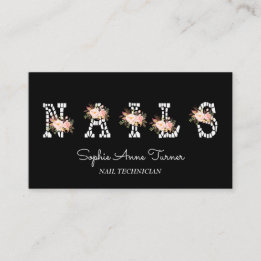 Modern Rosa Flowers Brev Nail Technician Visitkort