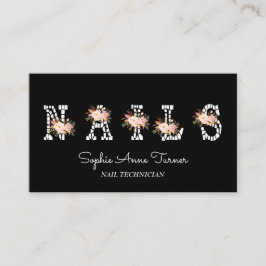 Modern Rosa Flowers Brev Nail Technician Visitkort