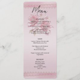 Modern Rosa Flowers Bröllop Menu Meny