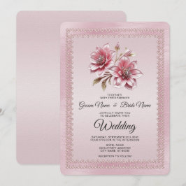 Modern Rosa Flowers bröllopsinbjudan Inbjudningar