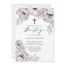 Modern  Rosa Flowers Elegant Bautizo