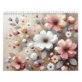 Modern Rosa Flowers Kalender
