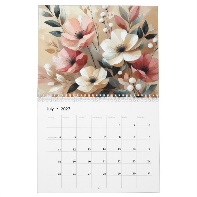 Modern Rosa Flowers Kalender (Jul 2027)