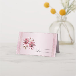 Modern Rosa Flowers-platskort Placeringskort