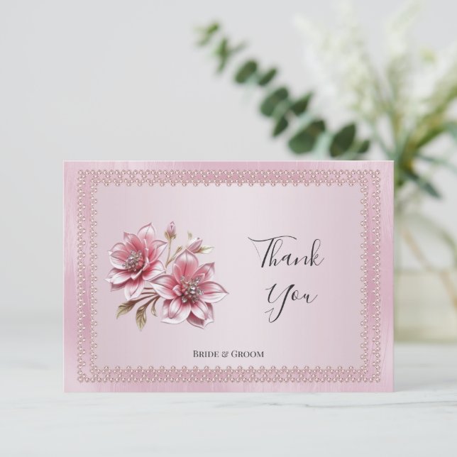 Modern Rosa Flowers - tackkort Tack Kort (Stående Fram)