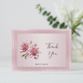 Modern Rosa Flowers - tackkort Tack Kort