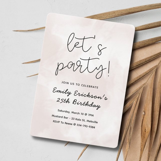 Modern Rosa Födelsedagsfest inbjudan (Skapare uppladdad)