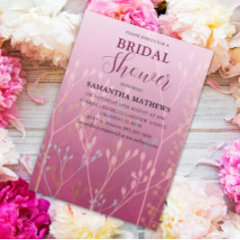 Modern  Rosa Foliage Inbjudningskort för möhippan