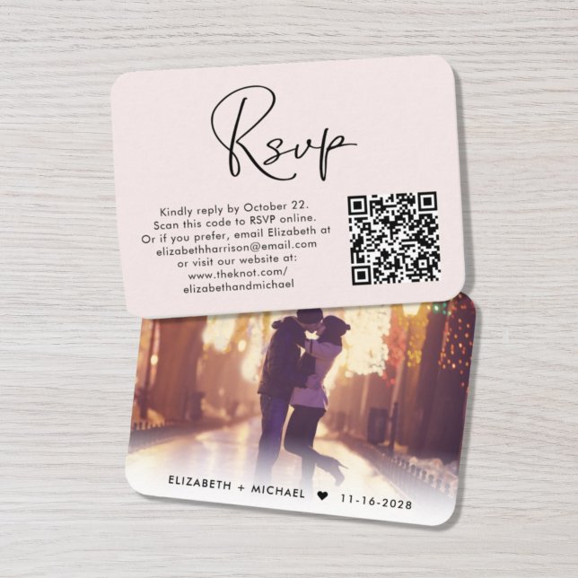 Modern Rosa för foto QR-Bröllop OSA Tilläggskort (Skapare uppladdad)