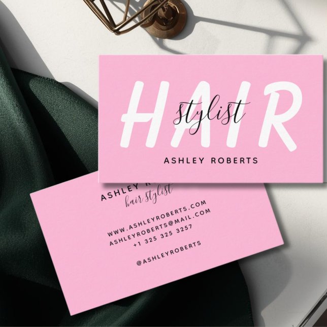 Modern rosa för hårstilist visitkort (Skapare uppladdad)