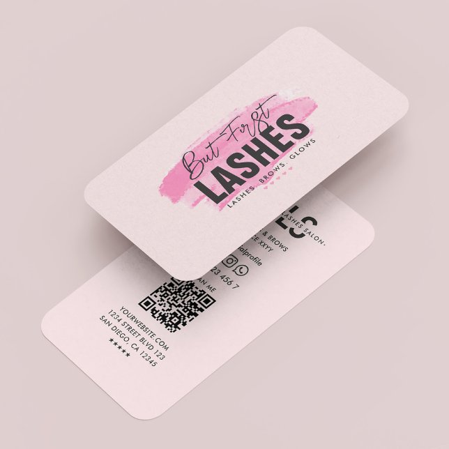 Modern Rosa för konstnärer Monogram Visitkort (Modern Lashes Makeup Artist Monogram Pink Business Card
)