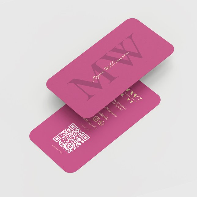 Modern Rosa för Professionellen i Namn Initialer Visitkort (Modern Monogram Name Initials Professional Pink Business Card
)