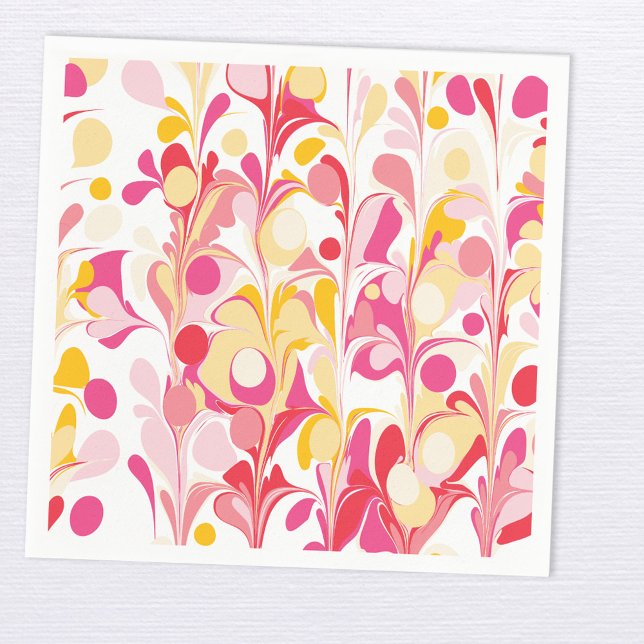 Modern Rosa för Retro-Abstrakt Pappersservett (Modern retro groovy abstract pattern paper party napkin)