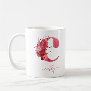 Modern Rosa för vattenfärgen i Blommigten Coral Kaffemugg