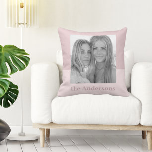 Modern Rosa Foto Familjegåva Kudde