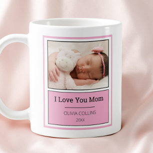 Modern Rosa Foto Personlig Mors Dag Baby Kaffemugg