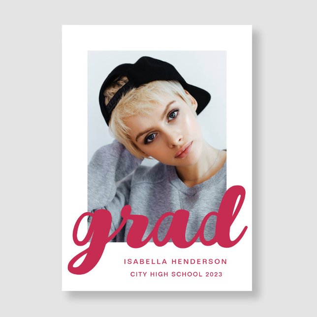 Modern Rosa Foto Script Examen Meddelande (Modern Pink Photo Script Graduation Announcement)