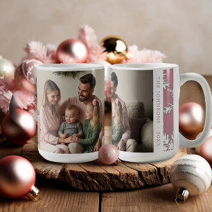 Modern Rosa foto Snöflingor mönster Kaffemugg
