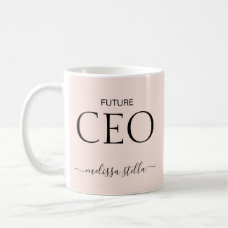 Modern Rosa Framtida VD Namn | Tjejig Present Kaffemugg