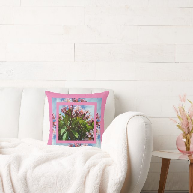 Modern Rosa Frangipani Design Reversible, Cushion Kudde (Soffa)