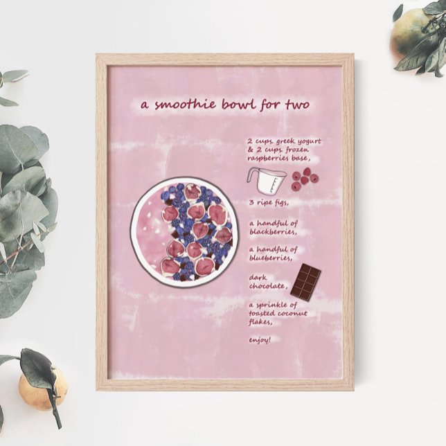 Modern Rosa Fruothie Recipe Food Art Poster (Skapare uppladdad)