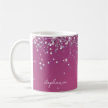Modern Rosa Fuksia Glitter Anpassad