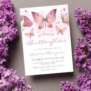 Modern Rosa Ge mig Butterflies Möhippa Inbjudningar