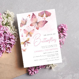 Modern Rosa Ge mig Butterflies Möhippa Inbjudningar