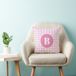 Modern Rosa Geometric Monogram Baby Nursery Kudde