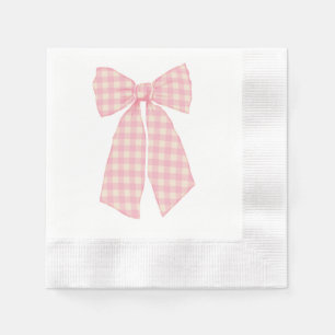Modern Rosa Gingham Romantic Coquette Bow Coentate Pappersservett