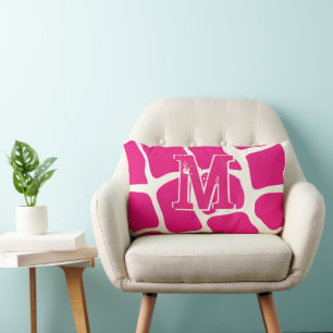Modern Rosa Giraffe Mönster Monogram Lumbarkudde