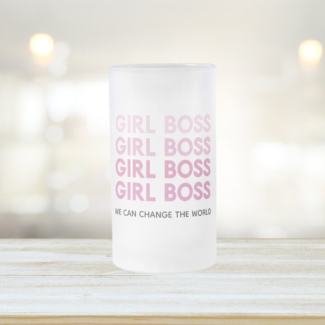 Modern Rosa Girl Chef Best Girly Gift Frostat Ölglas (Skapare uppladdad)