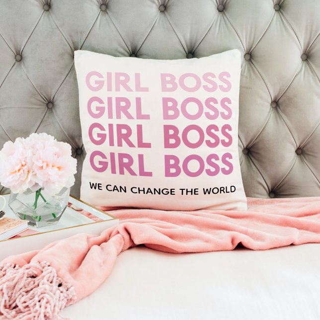 Modern Rosa Girl Chef Best Girly Gift Kudde (Skapare uppladdad)