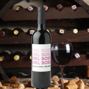Modern Rosa Girl Chef Best Girly Gift Vinflaska Etikett