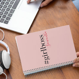 Modern Rosa Girl Girl Chef & Namn | Bästa gåva frå Anteckningsbok