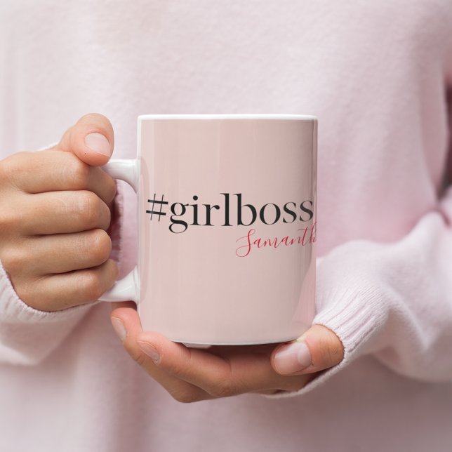 Modern Rosa Girl Girl Chef & Namn | Bästa gåva frå Kaffemugg (Skapare uppladdad)
