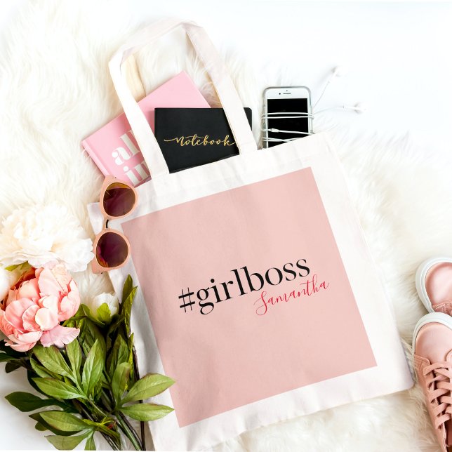 Modern Rosa Girl Girl Chef & Namn | Bästa gåva frå Tygkasse (Skapare uppladdad)