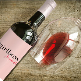 Modern Rosa Girl Girl Chef & Namn | Bästa gåva frå Vinflaska Etikett