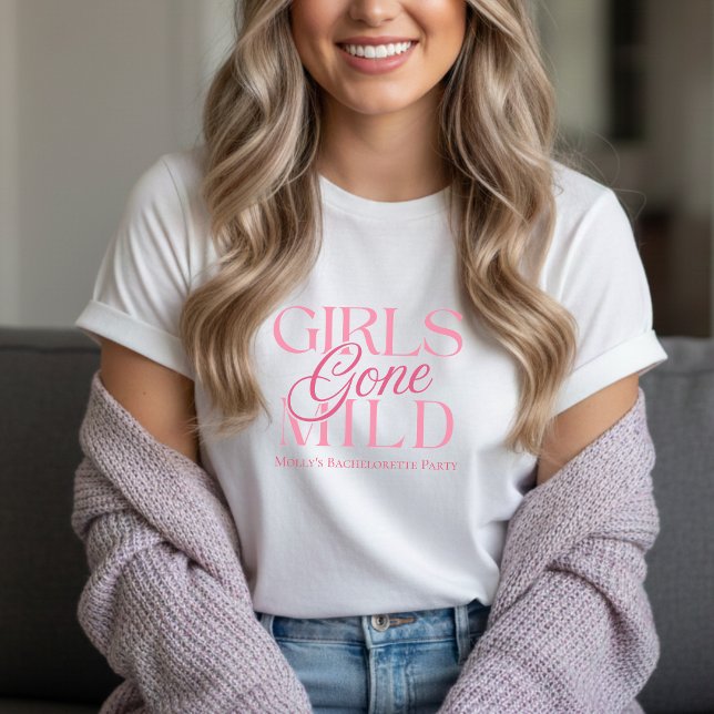 Modern Rosa Girls Borta Mild Spa Bachelorette T Shirt (Not every bachelorette party needs to be wild—and that’s exactly the vibe of Girls Gone Mild!)