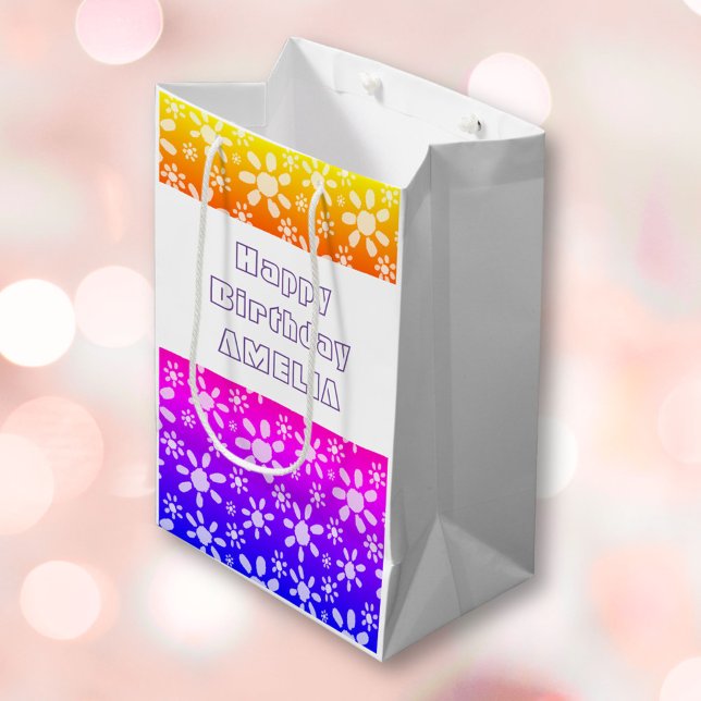 Modern Rosa Girly Flower Blommönster Birthday (Skapare uppladdad)