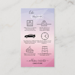 Modern Rosa Girly Gradient Cake Care Affärskort Visitkort