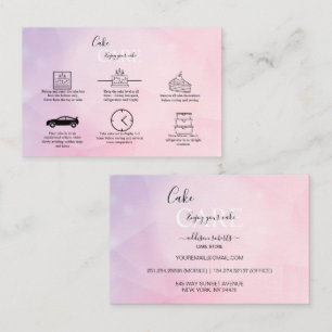Modern Rosa Girly Gradient Cake Care Visitkort