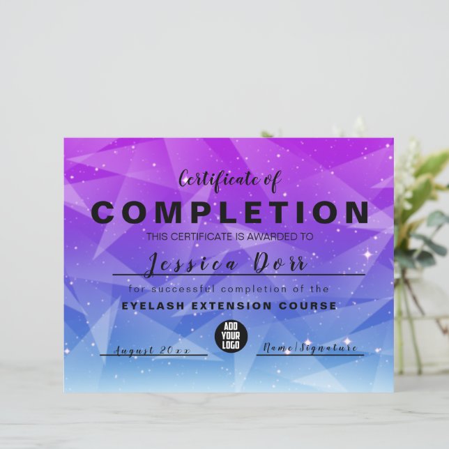 Modern Rosa Girly-intyg för slutförande (Stående Fram)