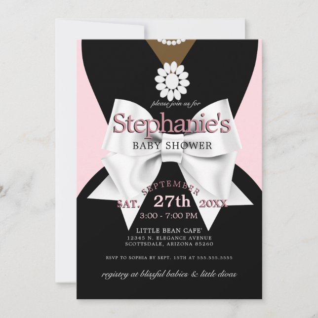 Modern  Rosa Glam Ethnic Tiffany Baby Shower Inbjudningar (Framsida)