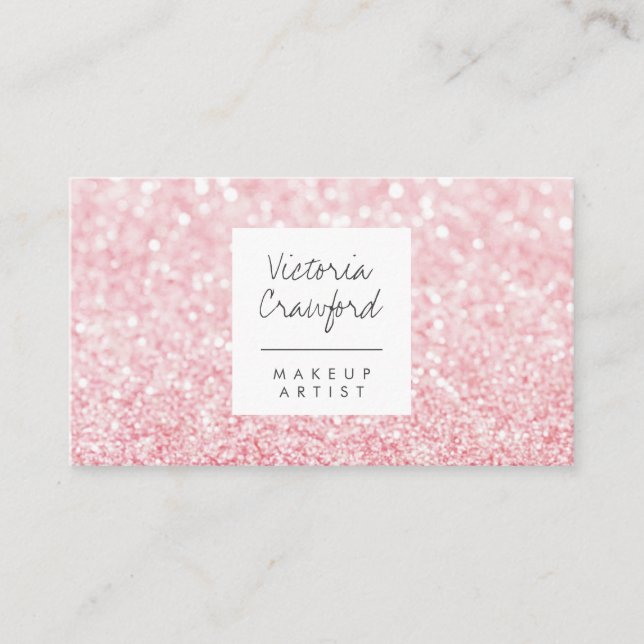 Modern rosa glitter bokeh makeup artist visitkort (Framsida)