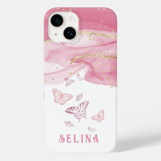 Modern rosa glitter chic monogrammad