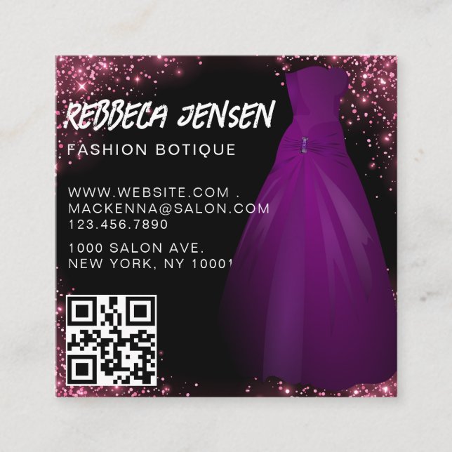 Modern rosa glitter chic stilren mode designer fyrkantigt visitkort (Framsida)